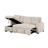 Rhett Beige 3-Piece Reversible Sectional with Pull-Out Bed - Ornate Home