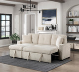 Rhett Beige 3-Piece Reversible Sectional with Pull-Out Bed - Ornate Home