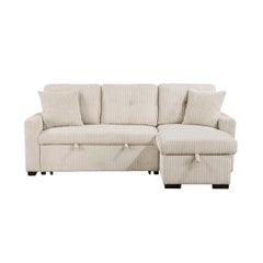 Rhett Beige 3-Piece Reversible Sectional with Pull-Out Bed - Ornate Home