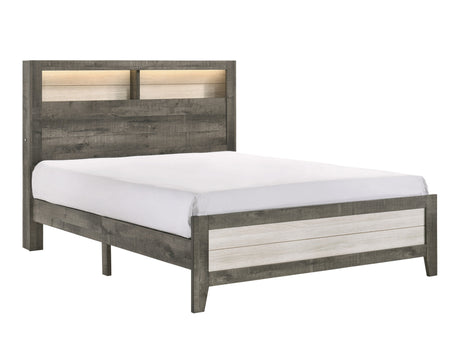 Rhett Brown/White LED Panel Platform Bed - Ornate Home