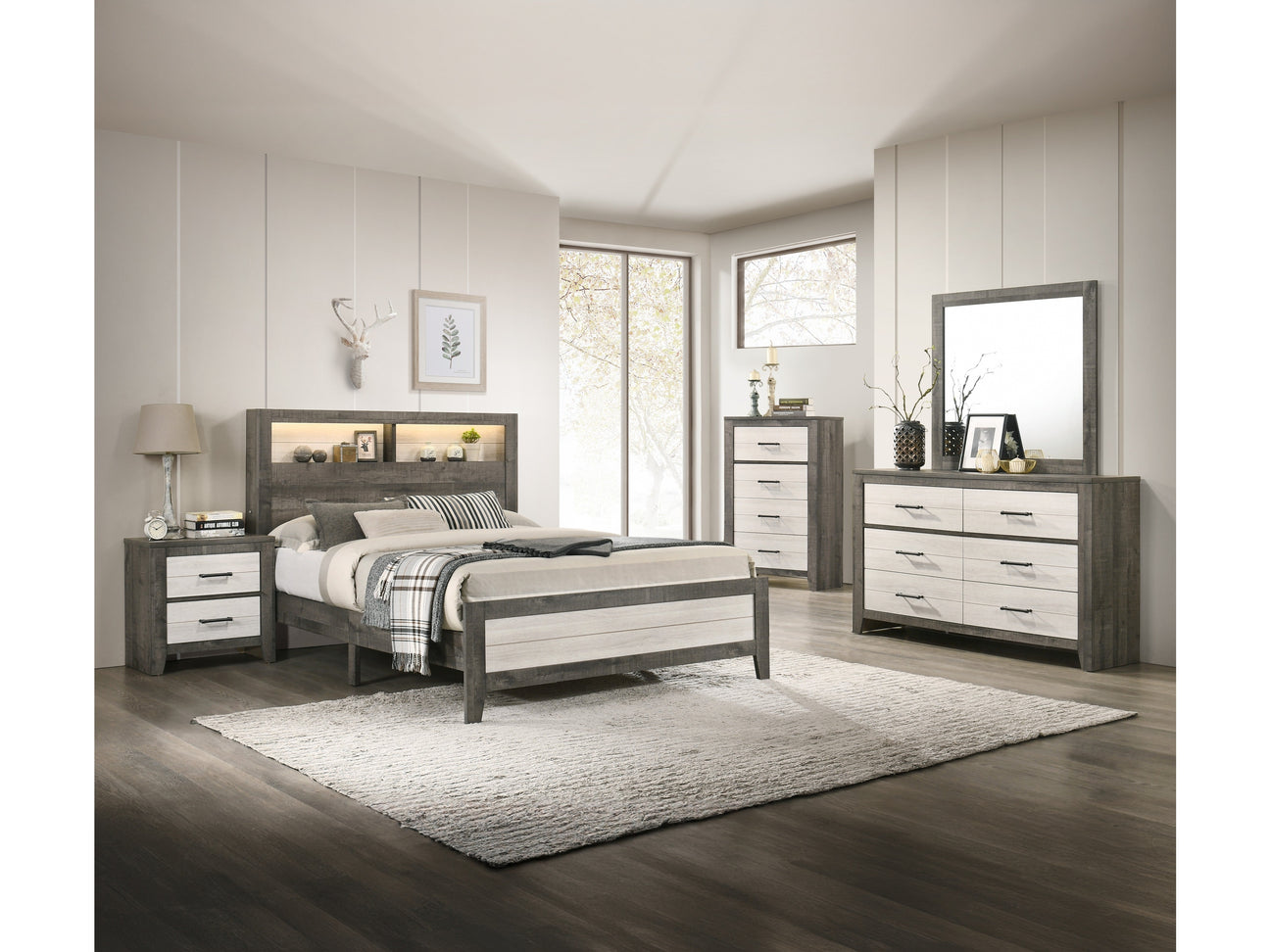 Rhett Brown/White Platform Bedroom Set - Ornate Home