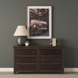 Rhett Dark Brown Reclaimed Wood 6 Drawer Cabinet