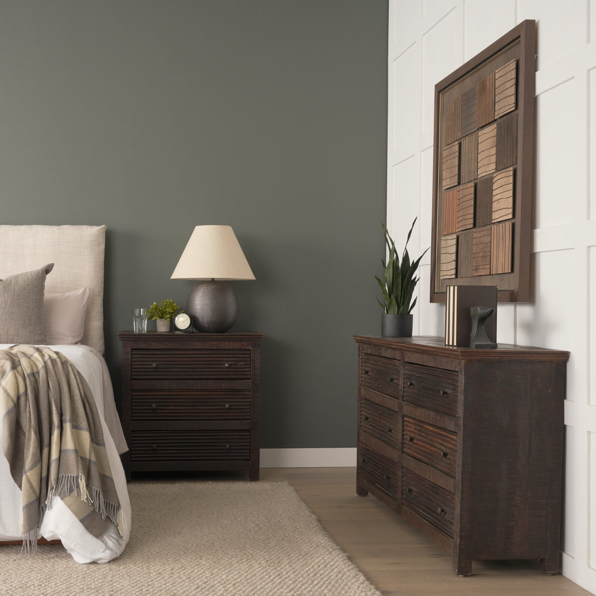 Rhett Dark Brown Reclaimed Wood 6 Drawer Cabinet