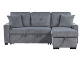 Rhett Dark Gray 3-Piece Reversible Sectional with Pull-Out Bed - Ornate Home