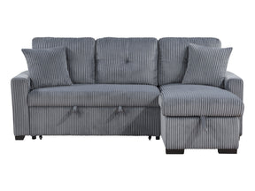 Rhett Dark Gray 3-Piece Reversible Sectional with Pull-Out Bed - Ornate Home