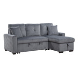 Rhett Dark Gray 3-Piece Reversible Sectional with Pull-Out Bed - Ornate Home