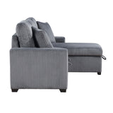 Rhett Dark Gray 3-Piece Reversible Sectional with Pull-Out Bed - Ornate Home