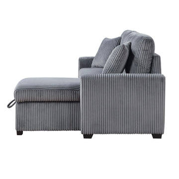 Rhett Dark Gray 3-Piece Reversible Sectional with Pull-Out Bed - Ornate Home