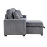 Rhett Dark Gray 3-Piece Reversible Sectional with Pull-Out Bed - Ornate Home