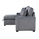 Rhett Dark Gray 3-Piece Reversible Sectional with Pull-Out Bed - Ornate Home