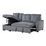 Rhett Dark Gray 3-Piece Reversible Sectional with Pull-Out Bed - Ornate Home