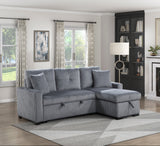 Rhett Dark Gray 3-Piece Reversible Sectional with Pull-Out Bed - Ornate Home