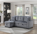 Rhett Dark Gray 3-Piece Reversible Sectional with Pull-Out Bed - Ornate Home