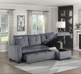 Rhett Dark Gray 3-Piece Reversible Sectional with Pull-Out Bed - Ornate Home