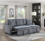 Rhett Dark Gray 3-Piece Reversible Sectional with Pull-Out Bed - Ornate Home