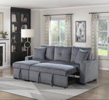 Rhett Dark Gray 3-Piece Reversible Sectional with Pull-Out Bed - Ornate Home