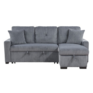 Rhett Dark Gray 3-Piece Reversible Sectional with Pull-Out Bed - Ornate Home