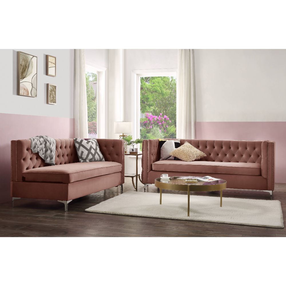 Rhett Dusty Pink Velvet Sectional Sofa - Ornate Home