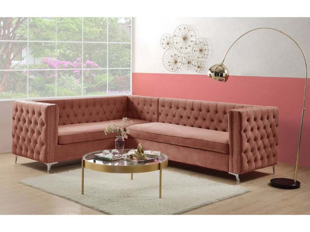 Rhett Dusty Pink Velvet Sectional Sofa - Ornate Home