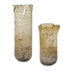Rhine Brown Seeded Glass Vases (Set of 2) - Ornate Home