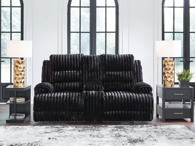 Rhine Falls Onyx DBL REC PWR Loveseat w/Console (Online Special Price) - Ornate Home
