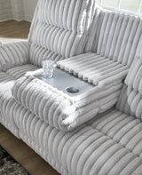 Rhines Falls Alloy REC PWR Sofa w/Drop Down Table (Online Special Price) - Ornate Home