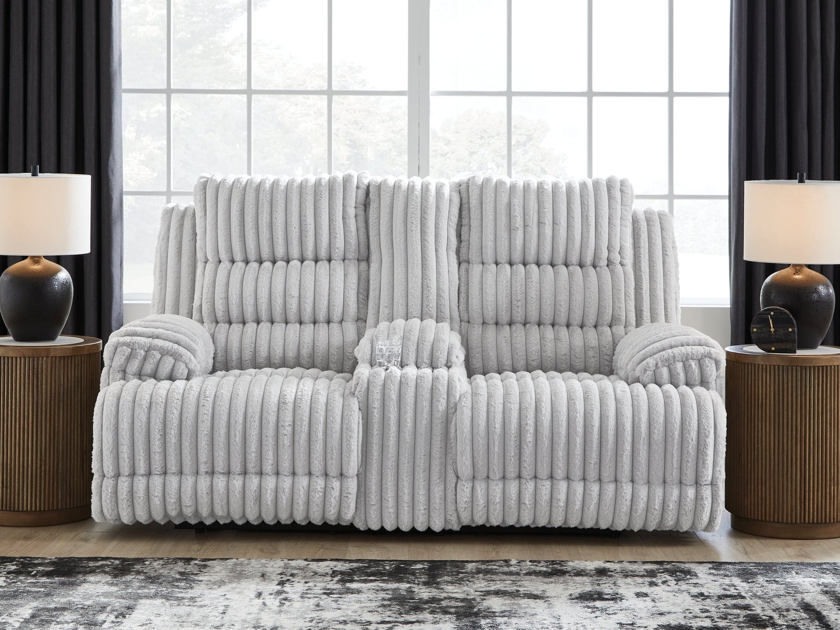 Rhines Falls Alloy Reclining Power Loveseat w/Console (Online Special Price) - Ornate Home