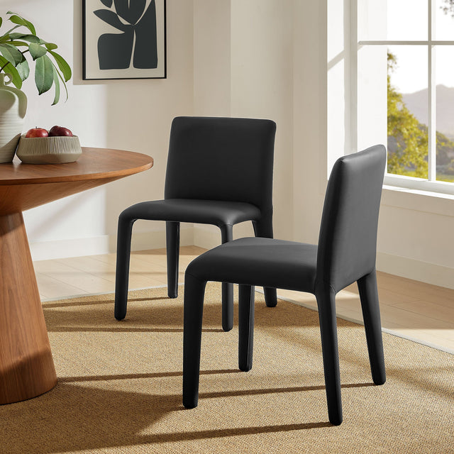 Rhodes Black Vegan Leather Upholstered Dining Chair - Ornate Home