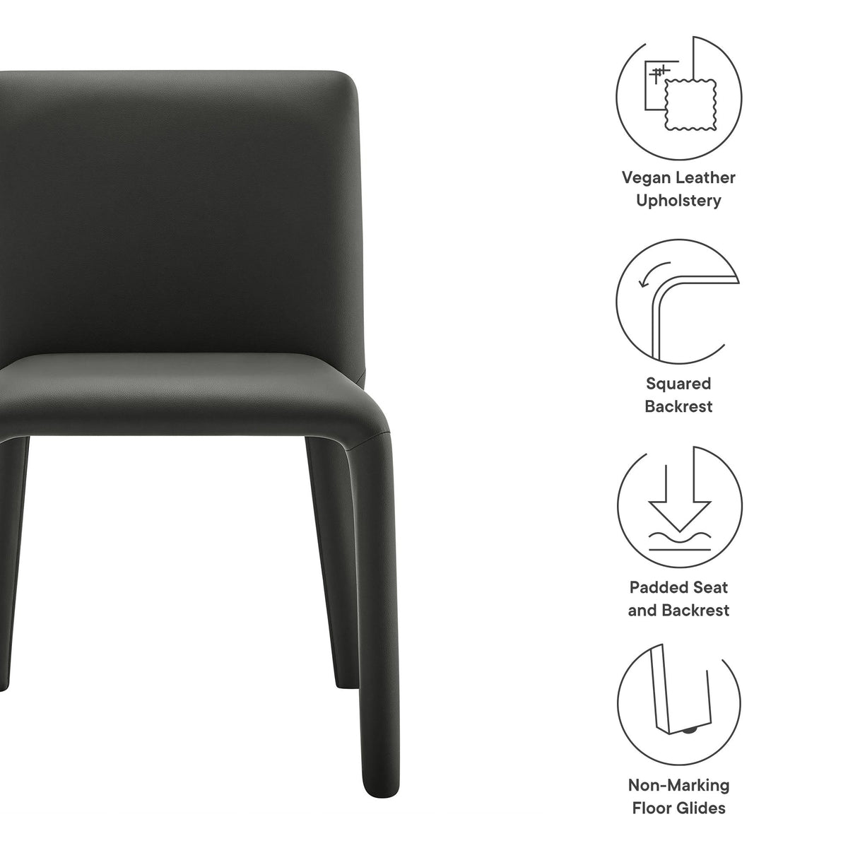 Rhodes Black Vegan Leather Upholstered Dining Chair - Ornate Home