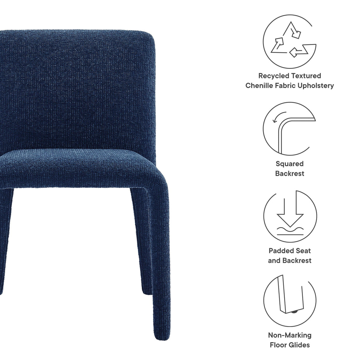 Rhodes Navy Fabric Upholstered Dining Chair