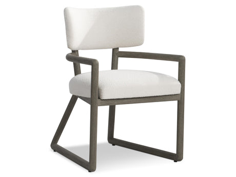 Rhodes Weathered Teak/White/Cream Outdoor Arm Chair - Ornate Home