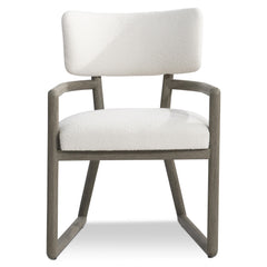 Rhodes Weathered Teak/White/Cream Outdoor Arm Chair - Ornate Home