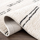 Riad Black Striped White Area Rug with tassels - Ornate Home