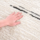 Riad Black Striped White Area Rug with tassels - Ornate Home