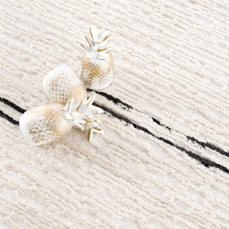 Riad Black Striped White Area Rug with tassels - Ornate Home