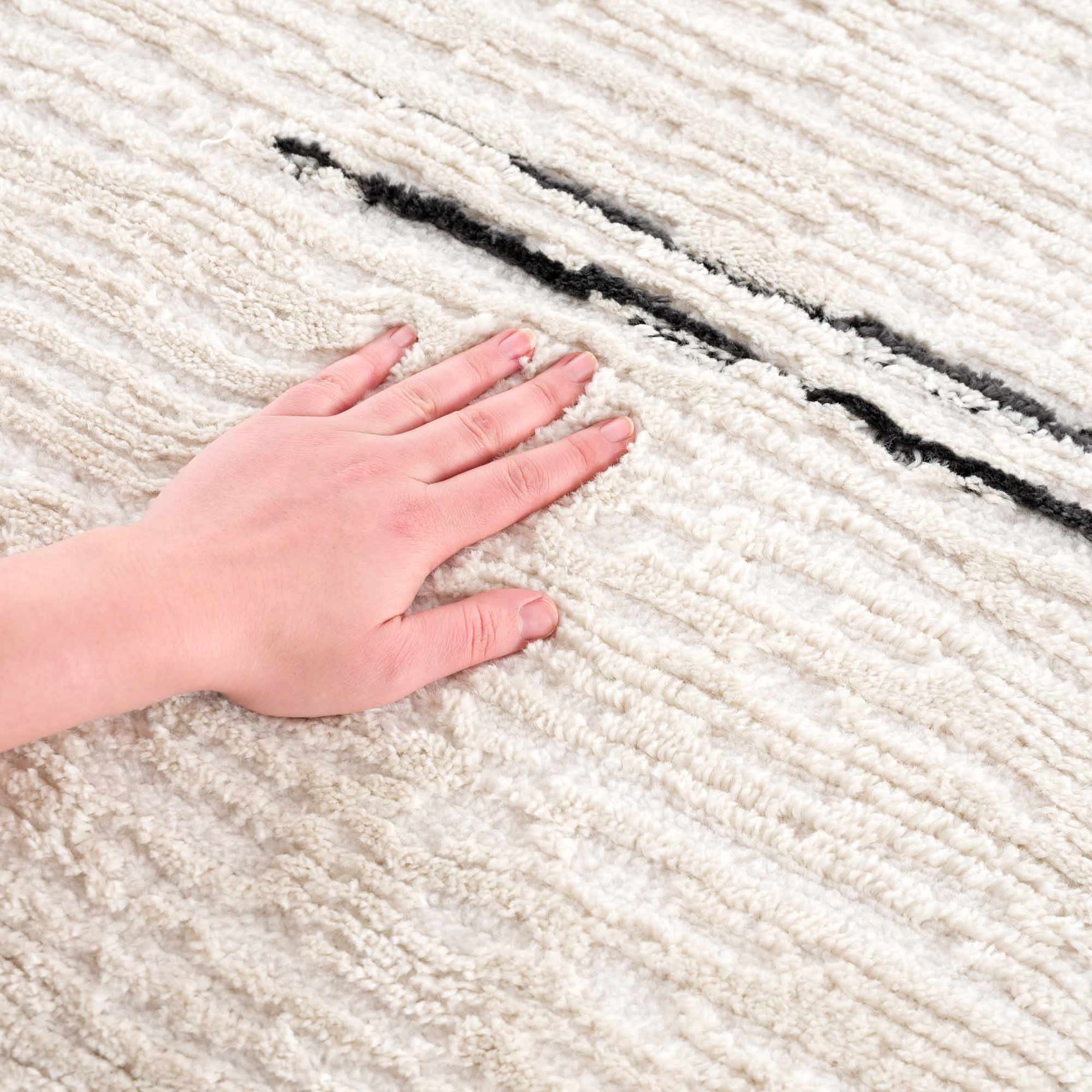 Riad Black Striped White Rug with Tassels - Ornate Home