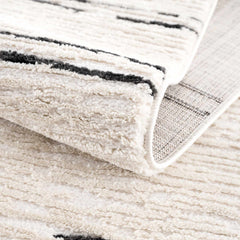Riad Black Striped White Rug with Tassels - Ornate Home