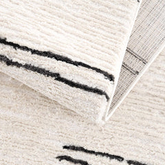 Riad Black Striped White Rug with Tassels - Ornate Home