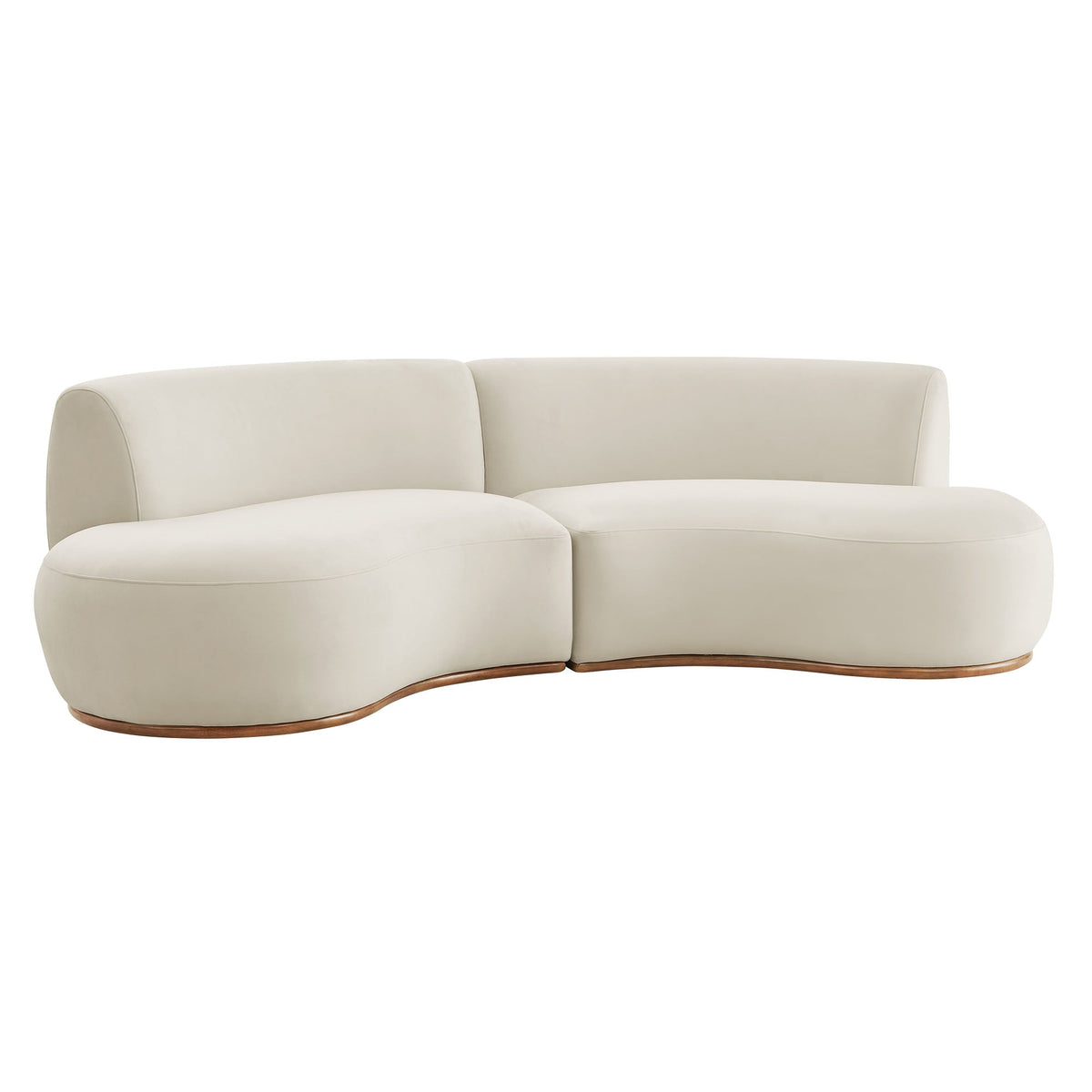 Rialta Alabaster 2 Piece Curved Performance Velvet Sectional Sofa - Ornate Home