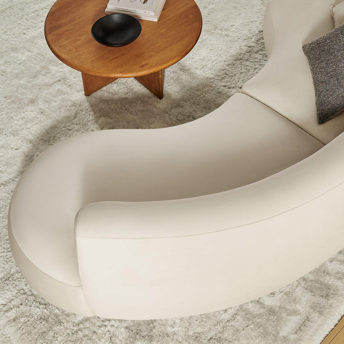 Rialta Alabaster 2 Piece Curved Performance Velvet Sectional Sofa - Ornate Home
