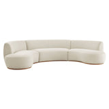 Rialta Alabaster 3 Piece Curved Performance Velvet Sectional Sofa