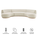 Rialta Alabaster 3 Piece Curved Performance Velvet Sectional Sofa