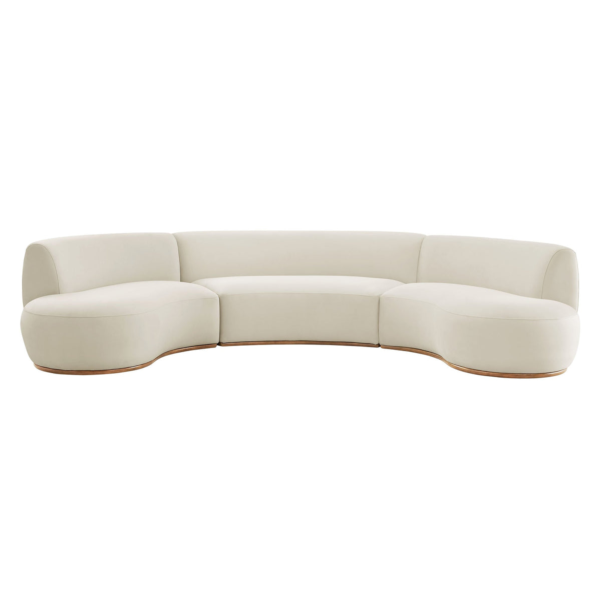 Rialta Alabaster 3 Piece Curved Performance Velvet Sectional Sofa