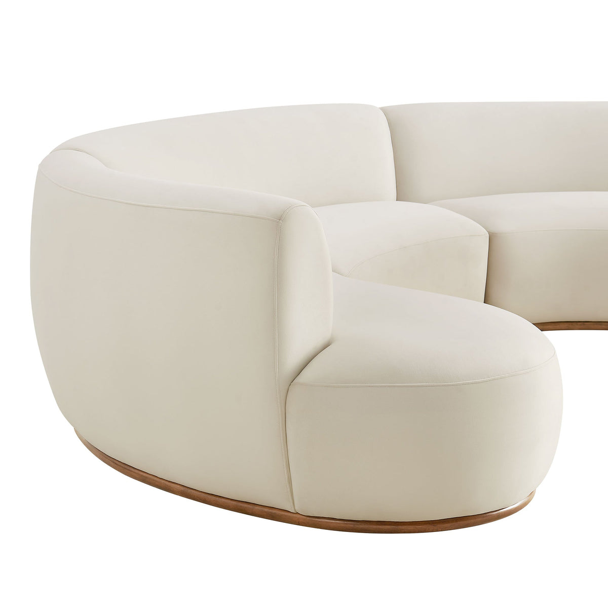 Rialta Alabaster 3 Piece Curved Performance Velvet Sectional Sofa