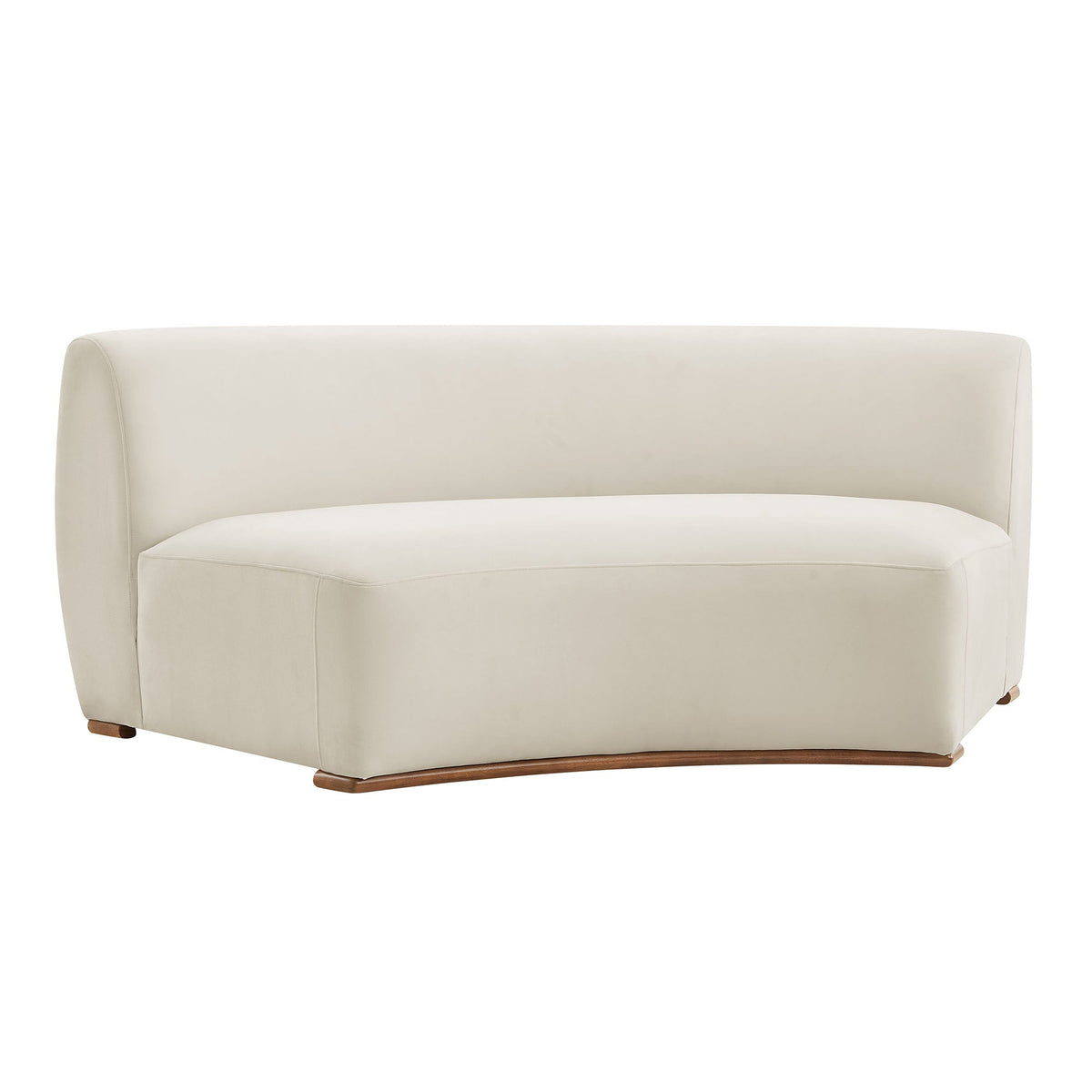 Rialta Alabaster Curved Armless Performance Velvet Sectional Loveseat
