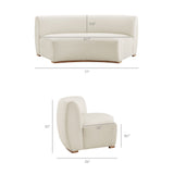 Rialta Alabaster Curved Armless Performance Velvet Sectional Loveseat
