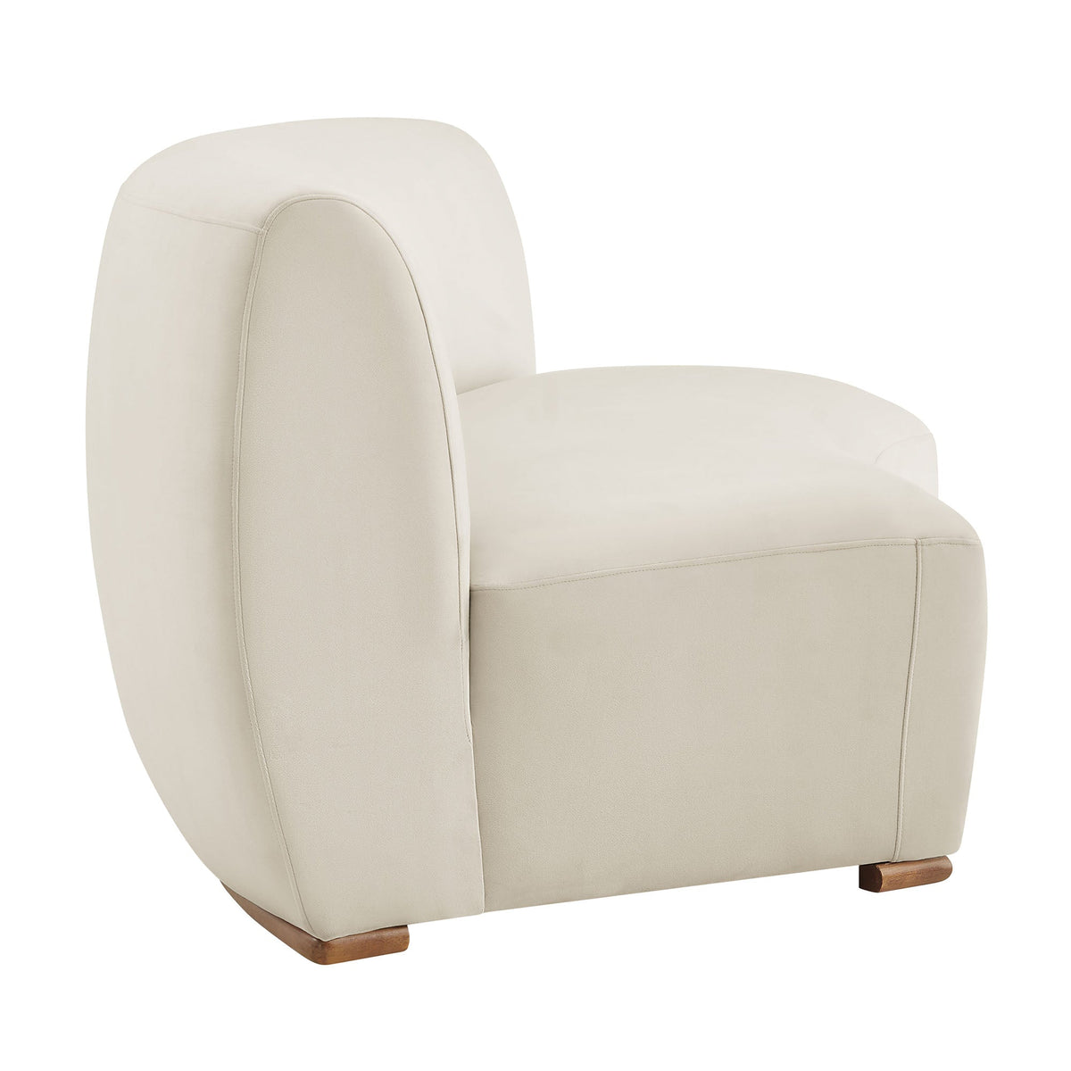 Rialta Alabaster Curved Armless Performance Velvet Sectional Loveseat