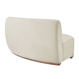 Rialta Alabaster Curved Armless Performance Velvet Sectional Loveseat