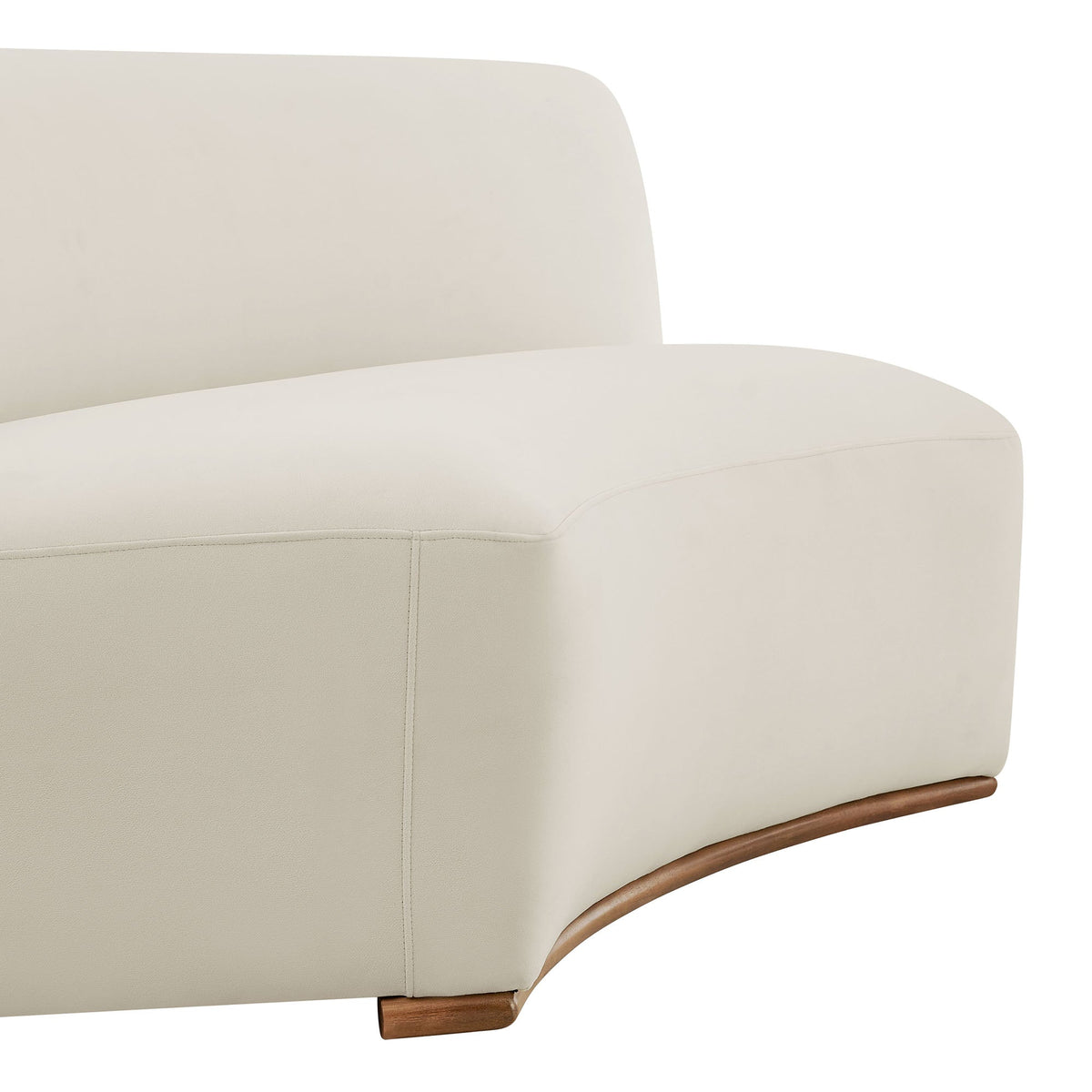 Rialta Alabaster Curved Armless Performance Velvet Sectional Loveseat