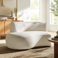 Rialta Alabaster Curved Left-Arm Performance Velvet Sectional Loveseat